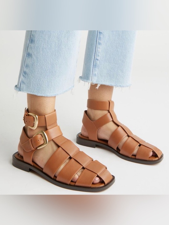 Sam Edelman Shoes - Sam Edelman Tan Leather Strappy Fisherman Sandals with Gold Buckles